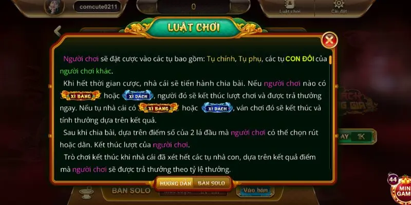 Luật chơi game bài xì dách hoàng gia Sunwin